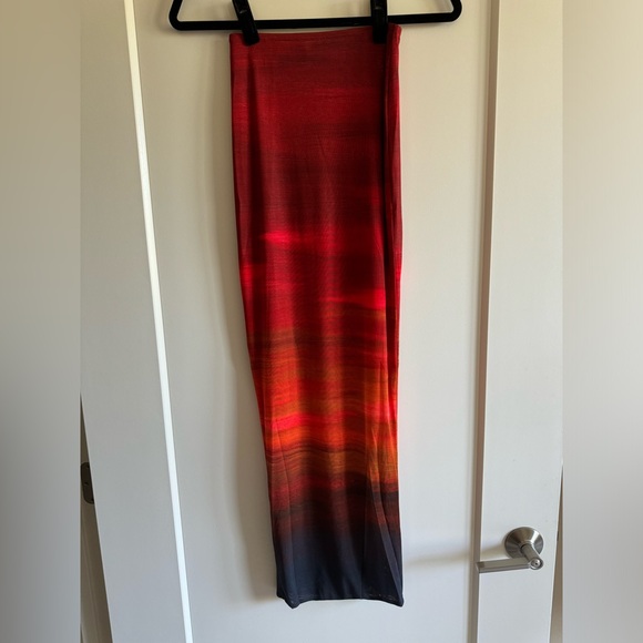 NWT Farai London Cleo mesh long sleeve top and midi skirt SET Red Ombre size XS - Picture 7 of 10